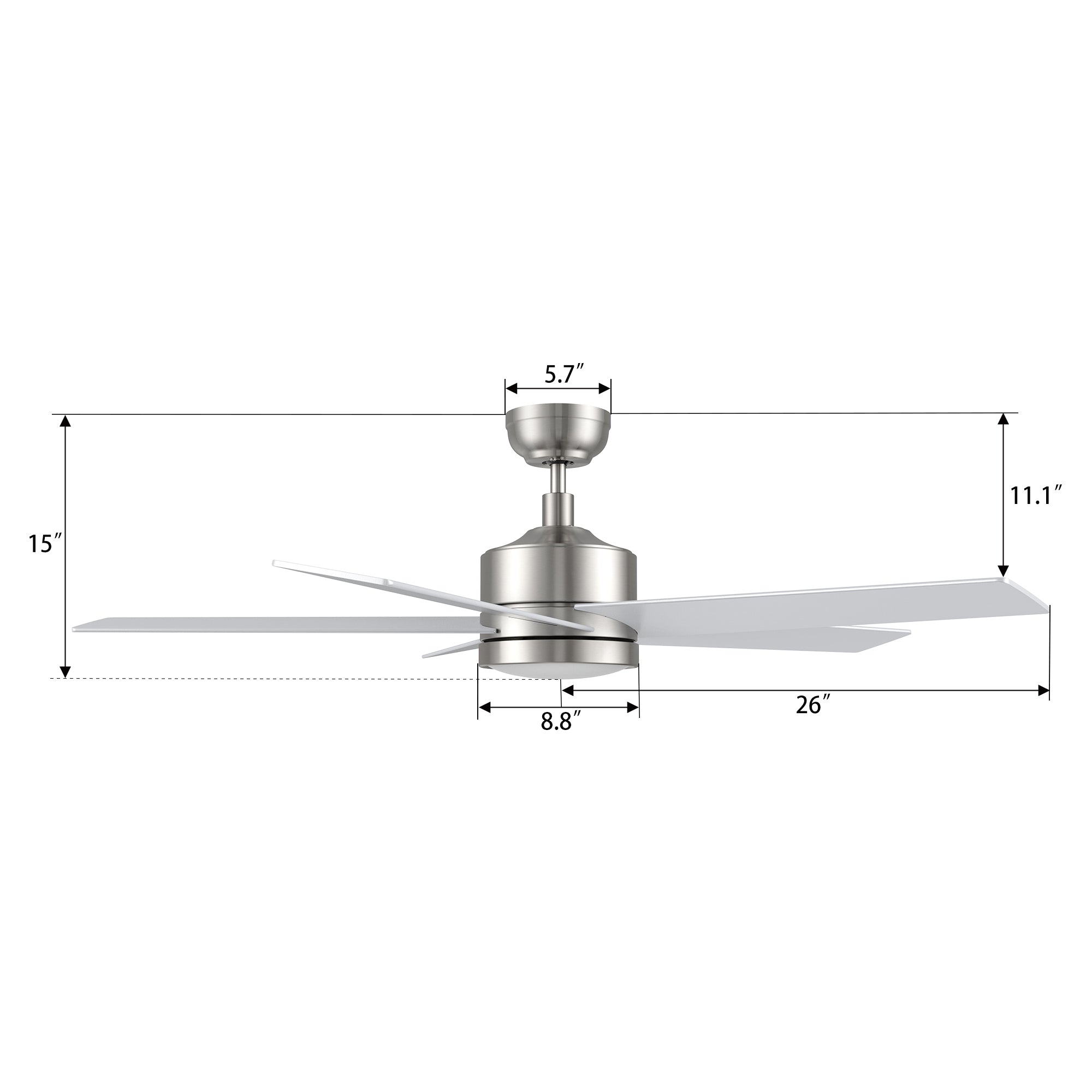SANTANA 52 In 5 Blade Smart Ceiling Fan With Integrated LED Lights With Remote