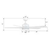 SANTANA 52 In 5 Blade Smart Ceiling Fan With Integrated LED Lights With Remote