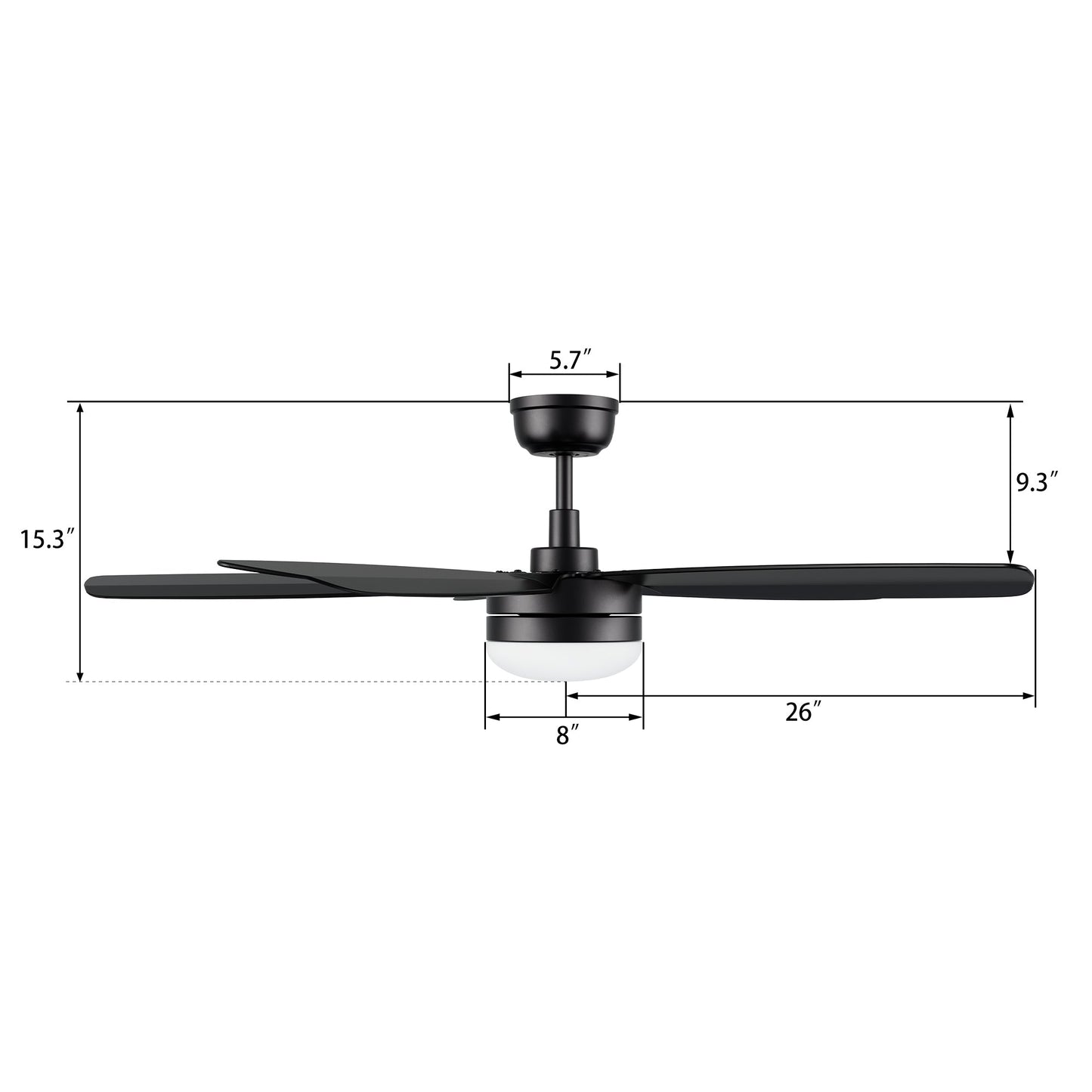 VARA 52 In 5 Blade Smart Ceiling Fan With Integrated LED Lights With Remote