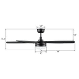 VARA 52 In 5 Blade Smart Ceiling Fan With Integrated LED Lights With Remote