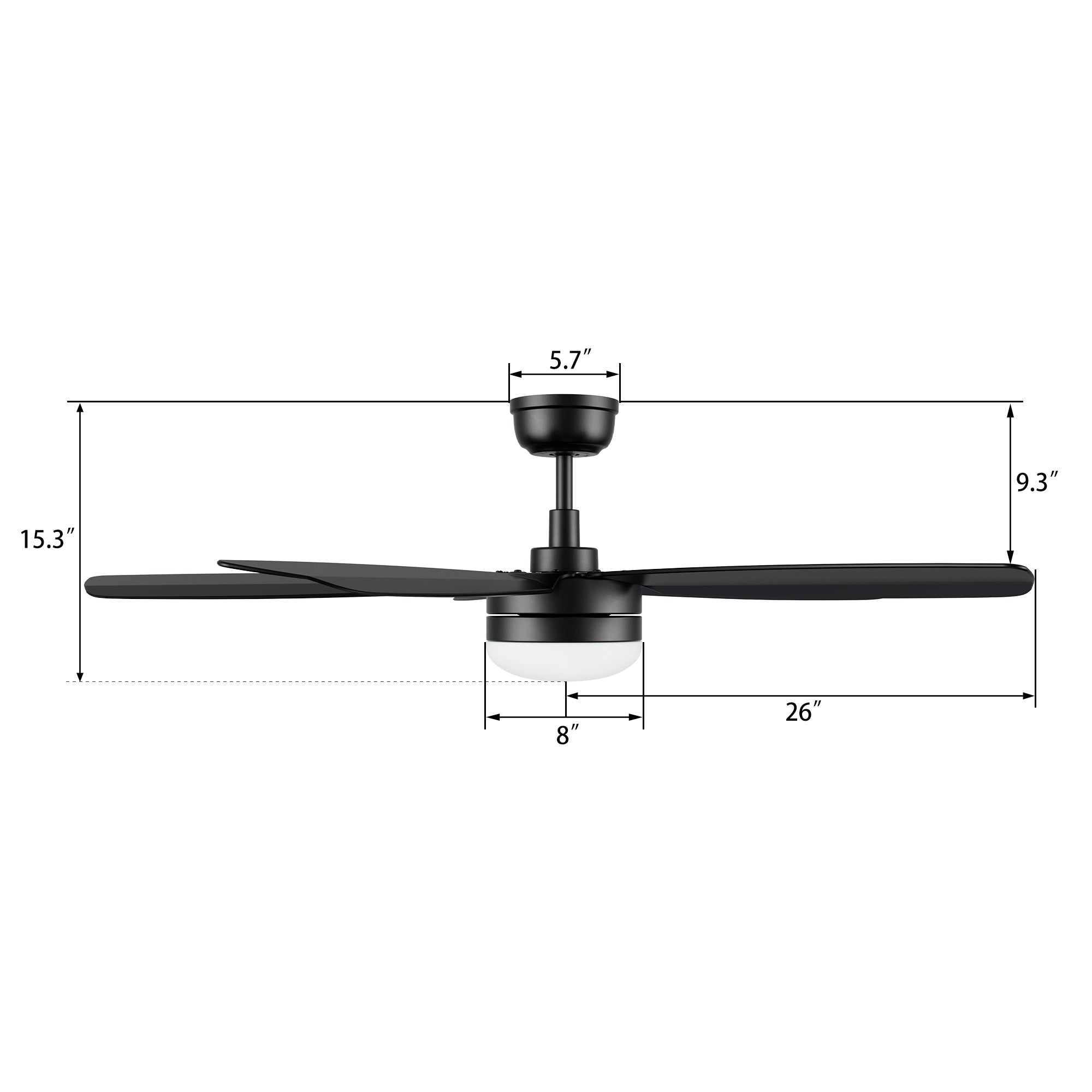 VARA 52 In 5 Blade Smart Ceiling Fan With Integrated LED Lights With Remote