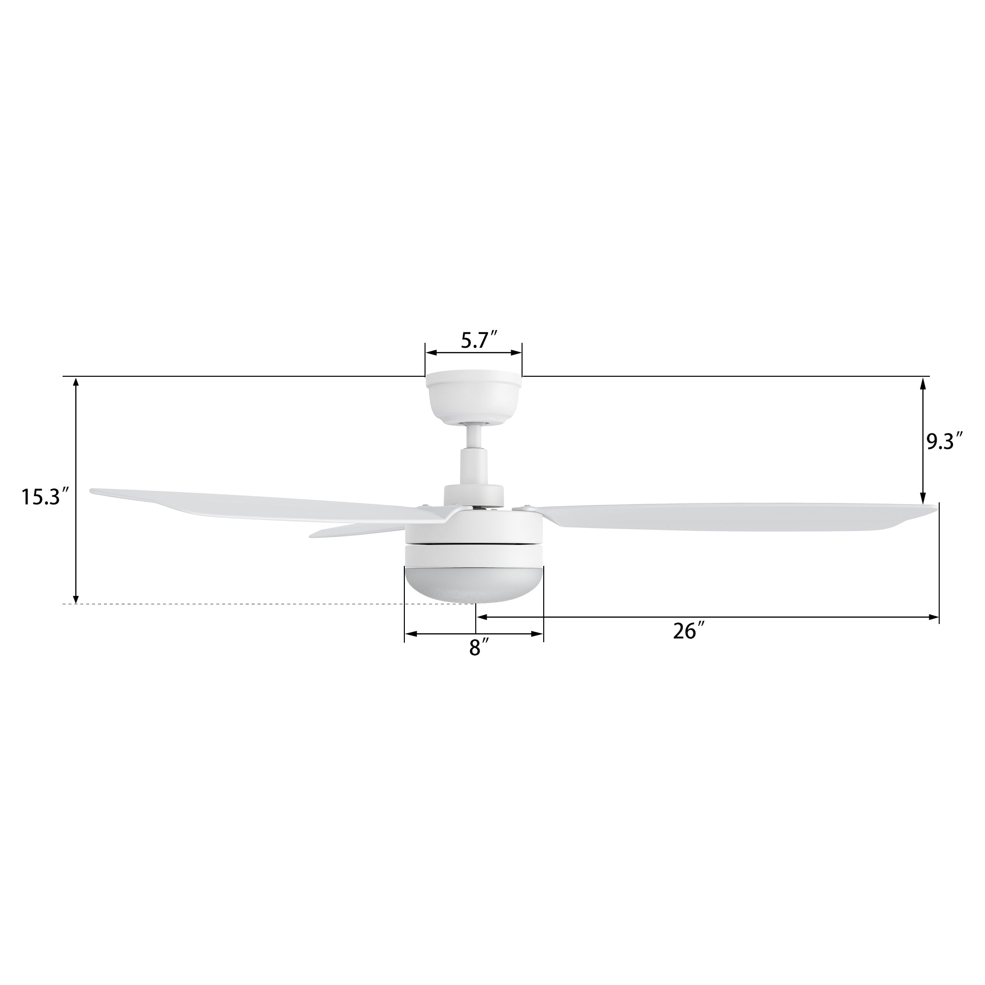 VARA 52 In 5 Blade Smart Ceiling Fan With Integrated LED Lights With Remote
