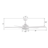 TRYTON 52 In 5 Blade Smart Ceiling Fan With Integrated LED Lights With Google Home