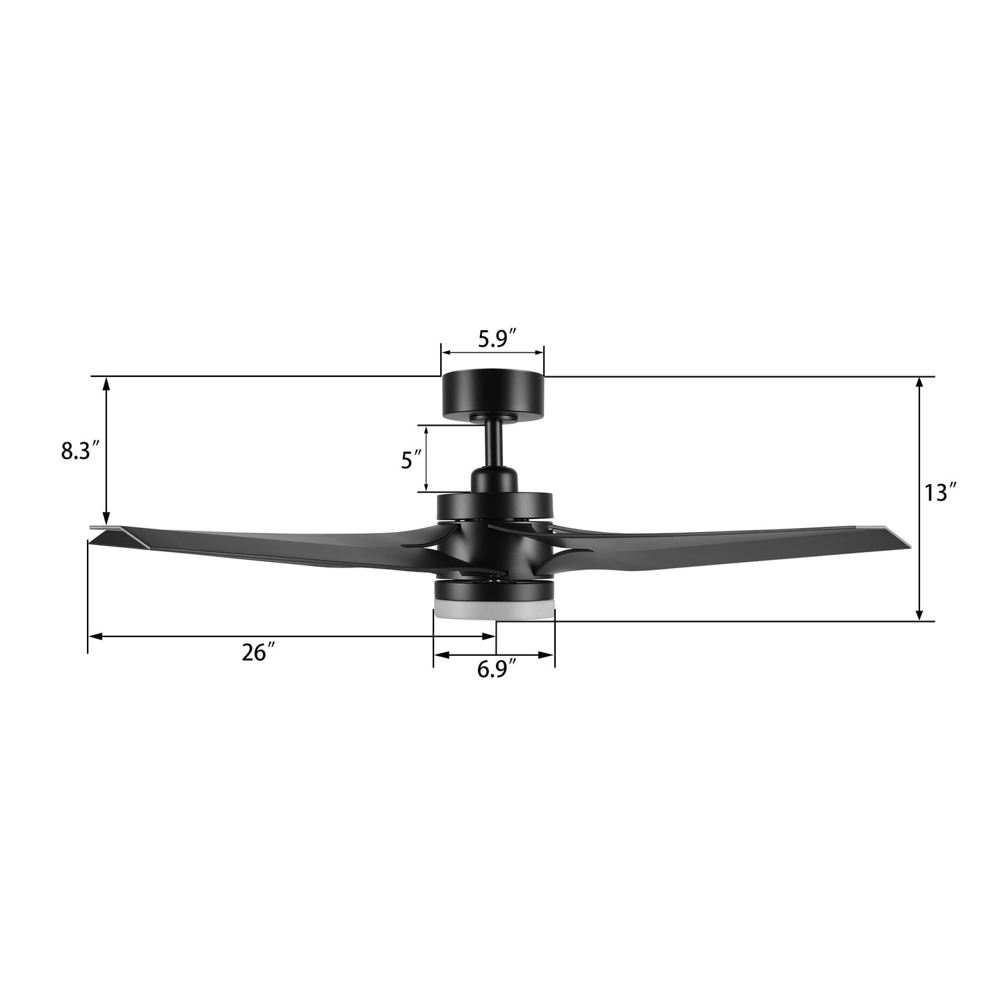 ONYX 52 In 5 Blade Smart Ceiling Fan With Integrated LED Lights With Remote