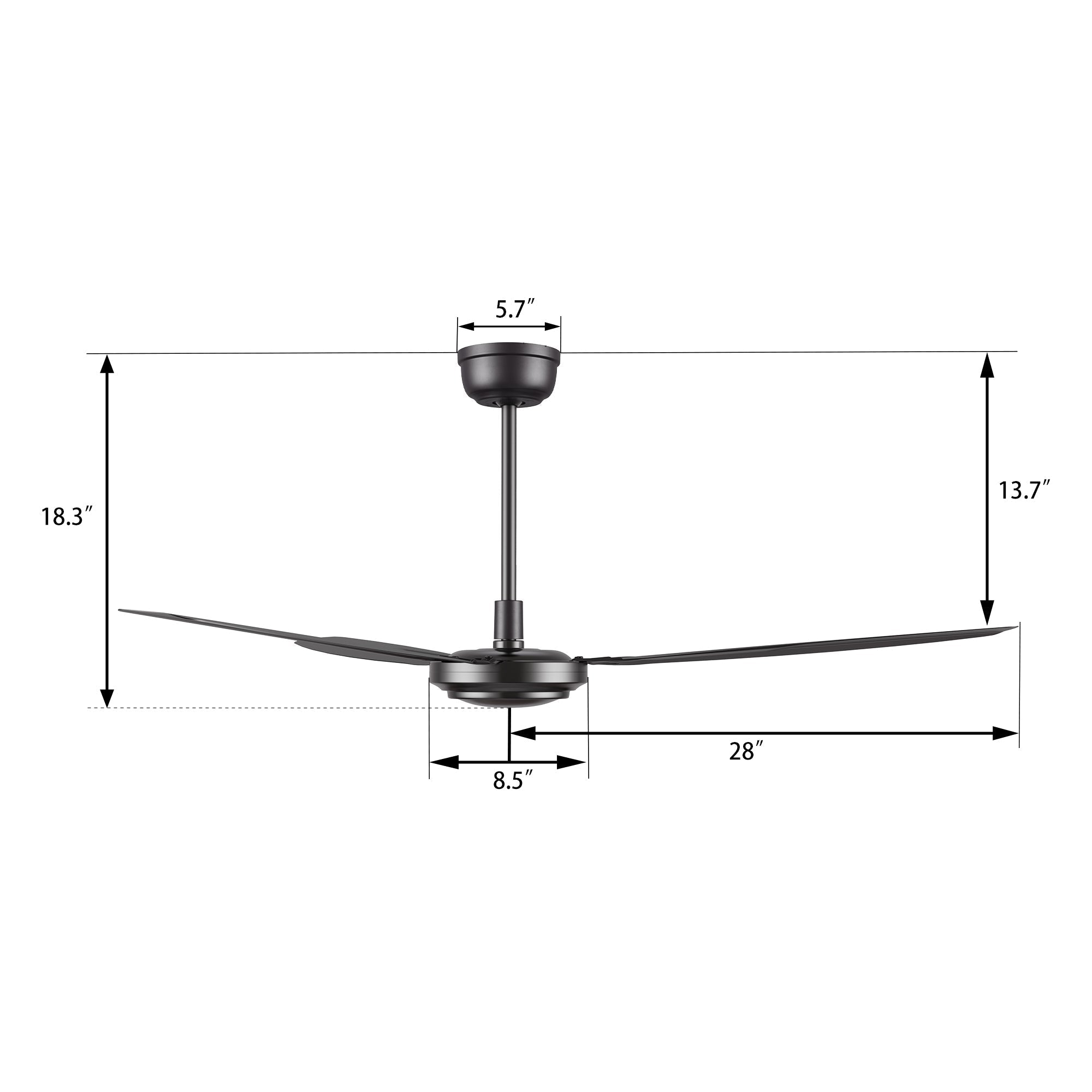 OBERON 56 In 3 Blade Smart Ceiling Fan Without  LED  Lights With Remote