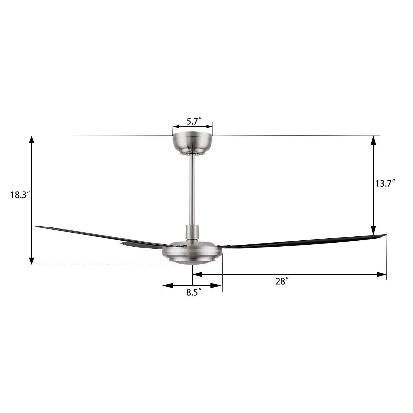 OBERON 56 In 3 Blade Smart Ceiling Fan Without  LED  Lights With Remote