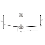 OBERON 56 In 3 Blade Smart Ceiling Fan Without  LED  Lights With Wall Control
