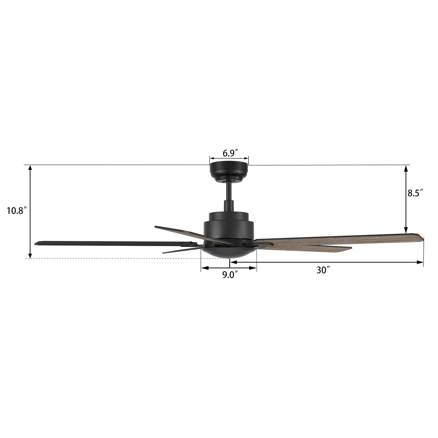 DUNKIRK 60 In 5 Blade Smart Ceiling Fan Without  LED  Lights With Remote Control