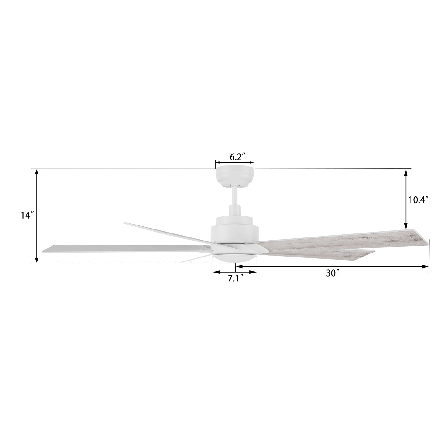 LURGAN 60 In 5 Blade Smart Ceiling Fan Without  LED  Lights With Remote
