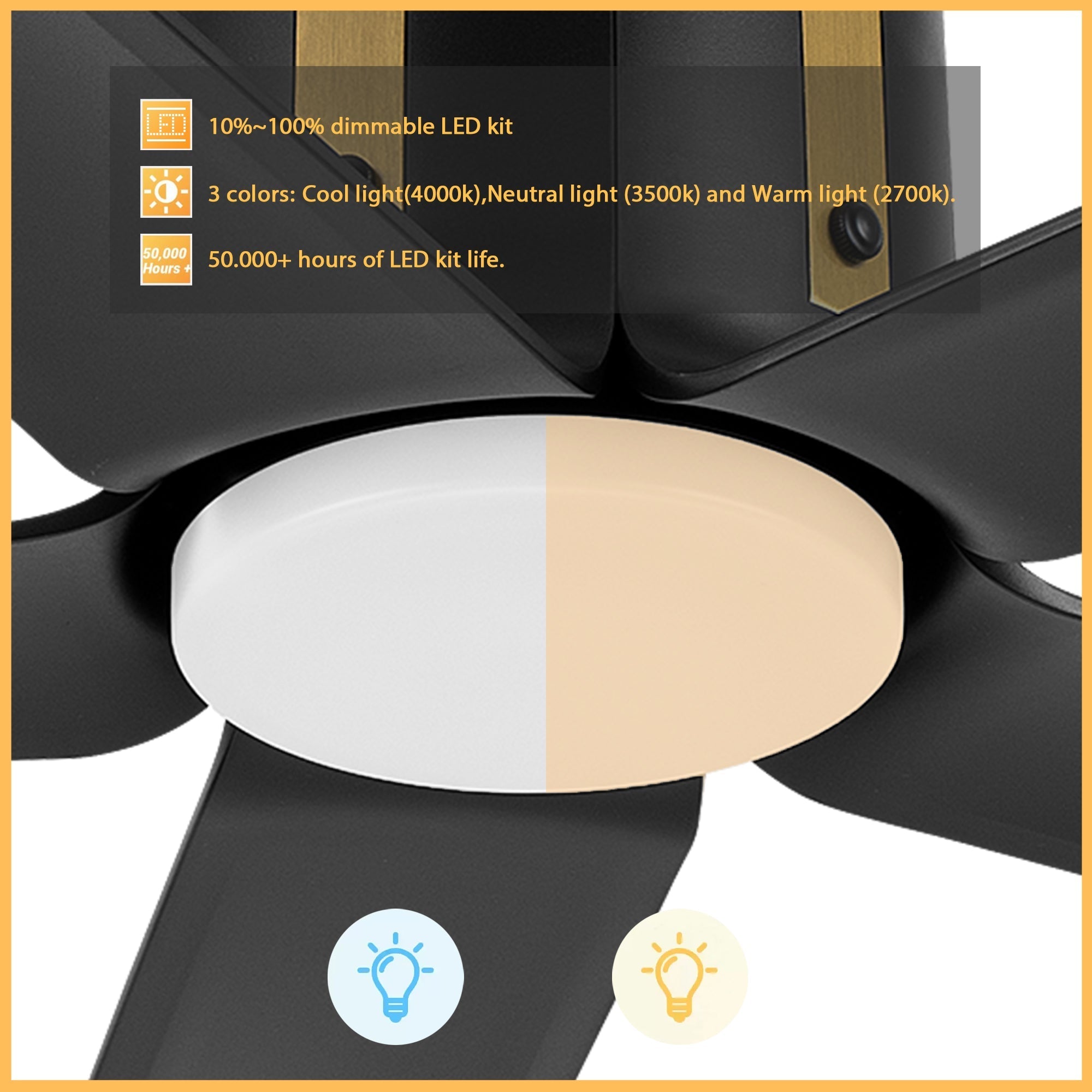 KNOX 60 In 5 Blade Smart Ceiling Fan With Integrated LED Lights With Remote