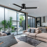SANTANA 52 inch 3-Blade Flush Mount Ceiling Fan with LED light & Wall Control