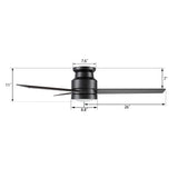 SANTANA 52 inch 3-Blade Flush Mount Ceiling Fan with LED light & Wall Control