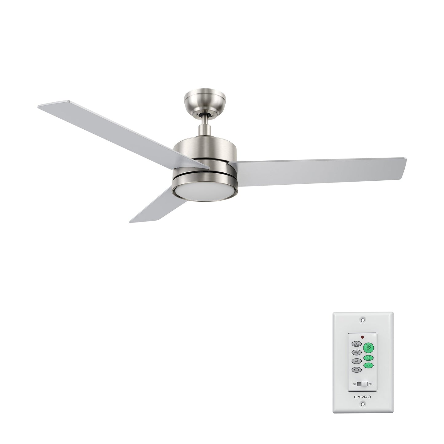 SANTANA 52 In 3 Blade Smart Ceiling Fan With Integrated LED Lights With Wall Control