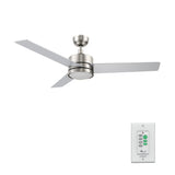 SANTANA 52 In 3 Blade Smart Ceiling Fan With Integrated LED Lights With Wall Control