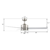 SANTANA 52 In 3 Blade Smart Ceiling Fan With Integrated LED Lights With Wall Control
