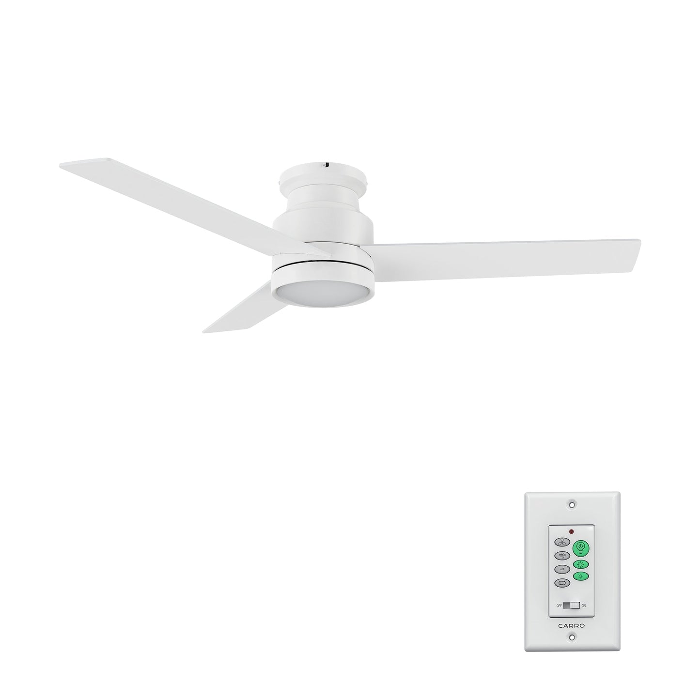 SANTANA 52 inch 3-Blade Flush Mount Ceiling Fan with LED light & Wall Control