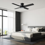 SANTANA 52 inch 4-Blade Flush Mount Ceiling Fan with LED Light & Wall Control