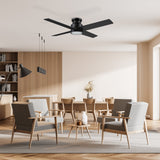 SANTANA 52 inch 4-Blade Flush Mount Ceiling Fan with LED Light & Wall Control