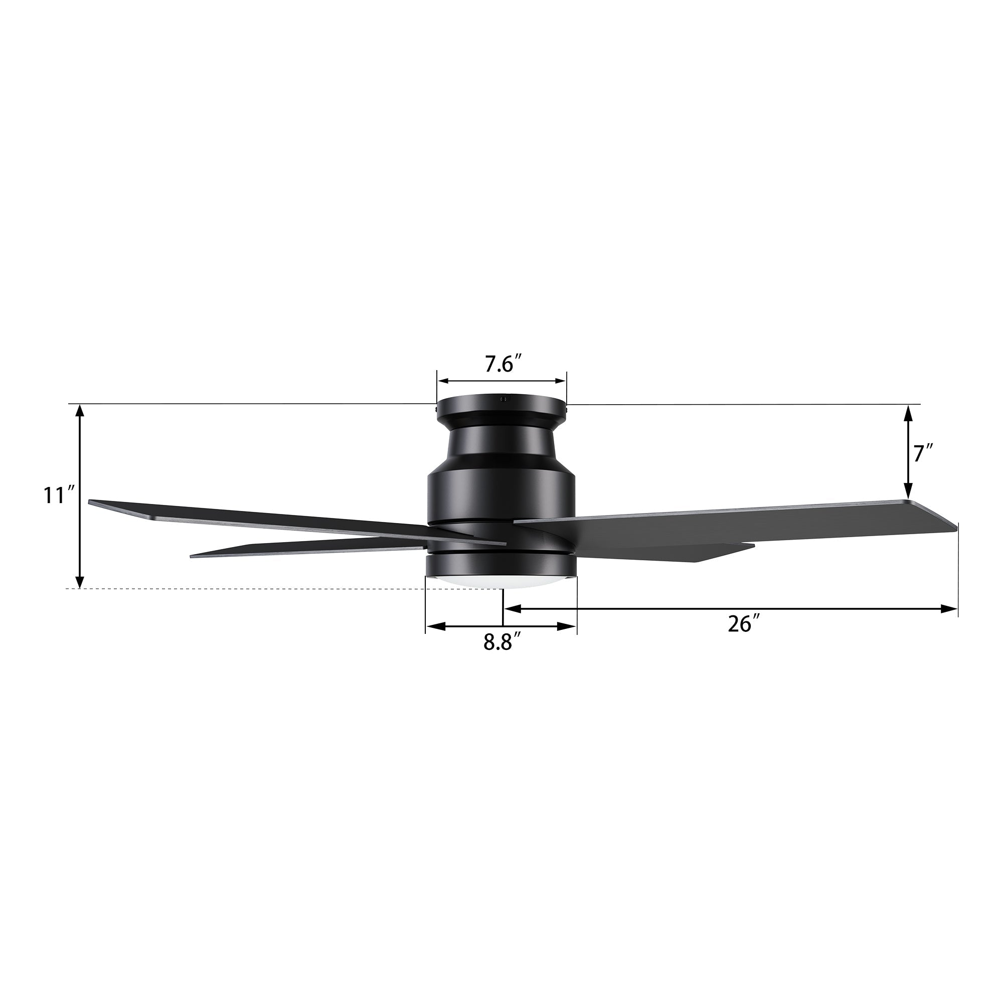 SANTANA 52 inch 4-Blade Flush Mount Ceiling Fan with LED Light & Wall Control