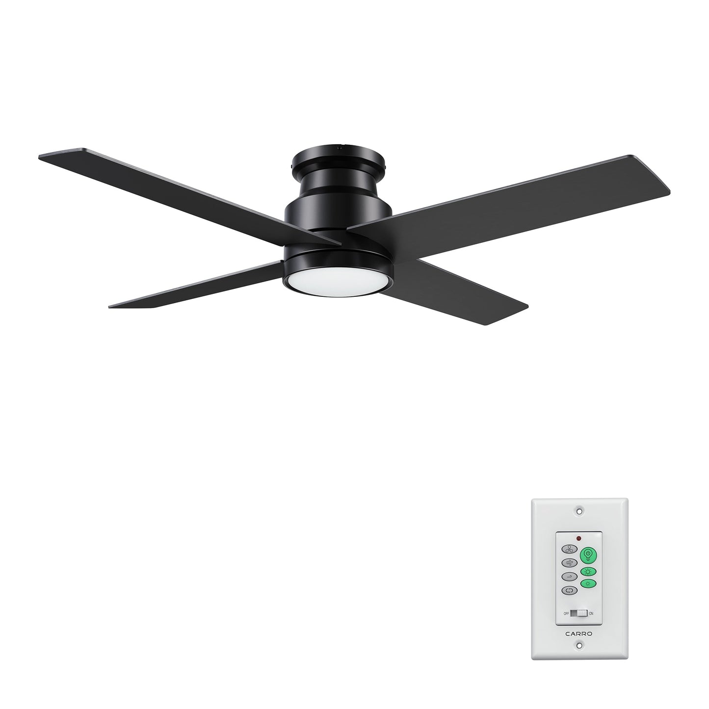 SANTANA 52 inch 4-Blade Flush Mount Ceiling Fan with LED Light & Wall Control