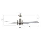 SANTANA 52 In 4 Blade Smart Ceiling Fan With Integrated LED Lights With Wall Control