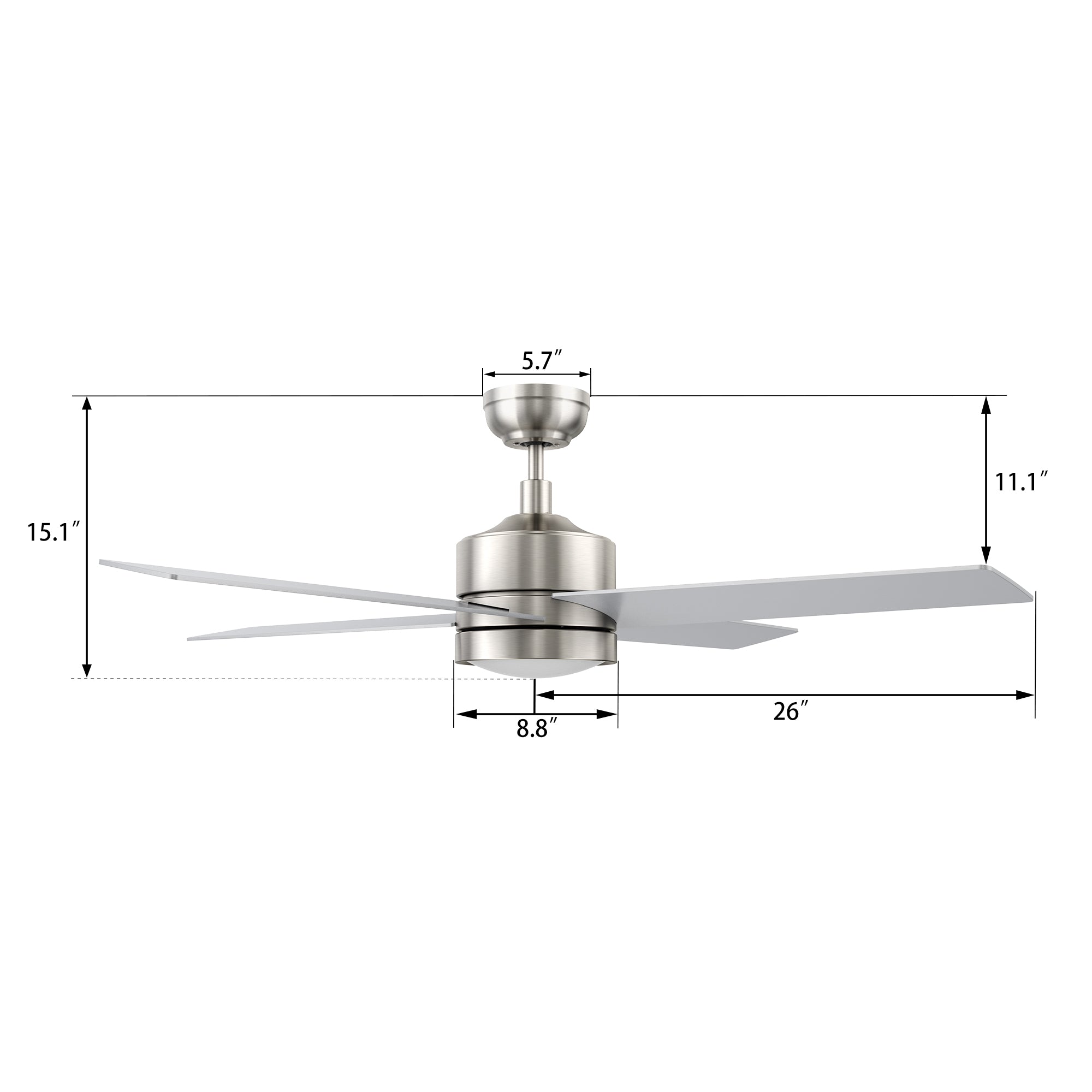 SANTANA 52 In 4 Blade Smart Ceiling Fan With Integrated LED Lights With Wall Control