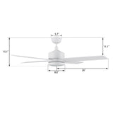 SANTANA 52 In 4 Blade Smart Ceiling Fan With Integrated LED Lights With Wall Control