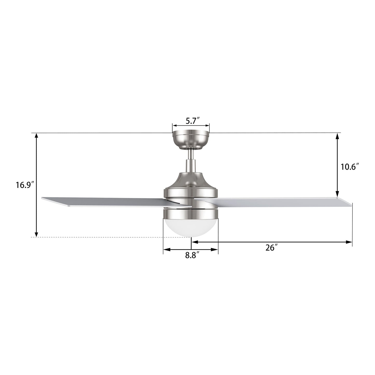 KIMBALL 52 In 4 Blade Smart Ceiling Fan With Integrated LED Lights With Wall Control