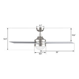 KIMBALL 52 In 4 Blade Smart Ceiling Fan With Integrated LED Lights With Wall Control