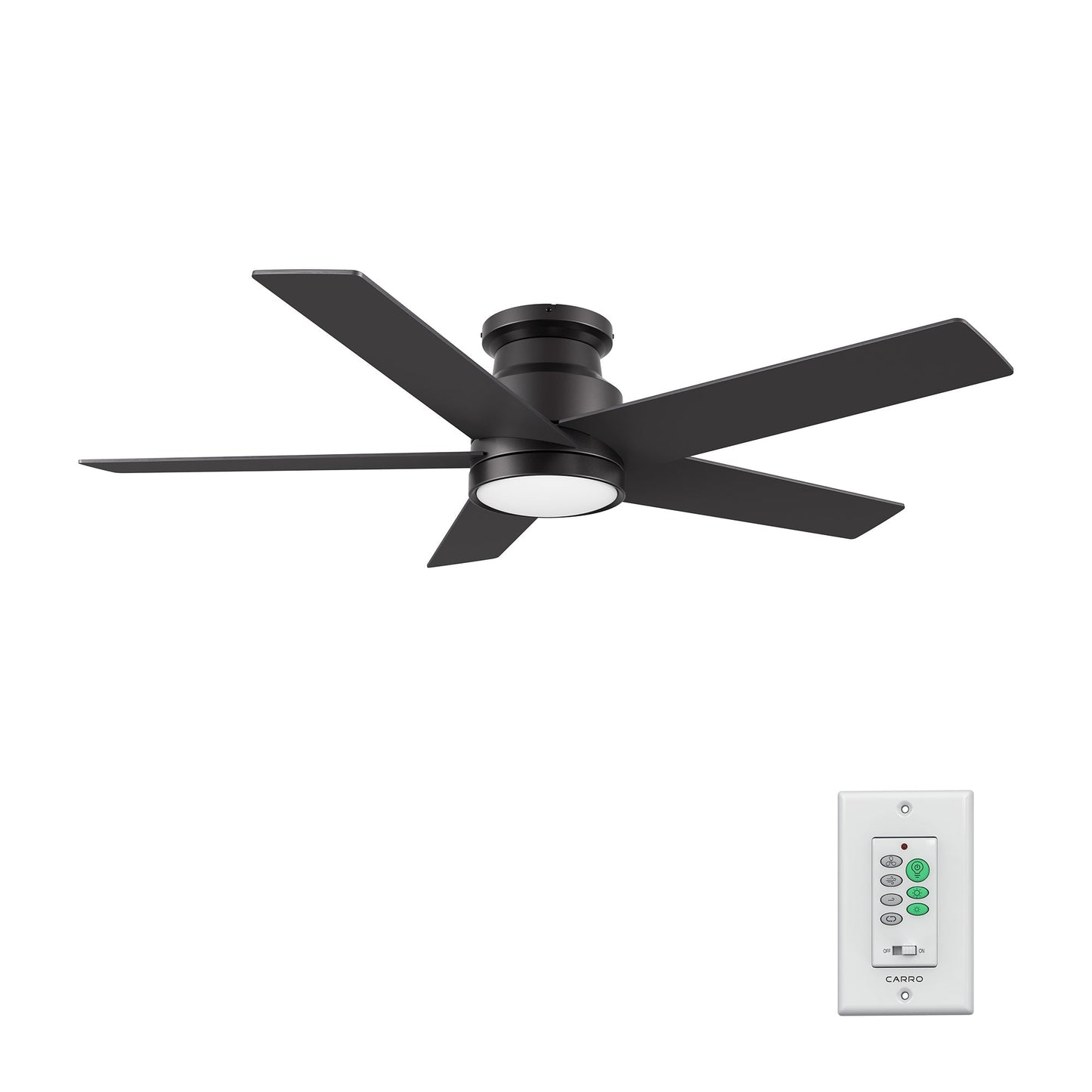 SANTANA 52 inch 5-Blade Flush Mount Ceiling Fan with LED Light & Wall Control