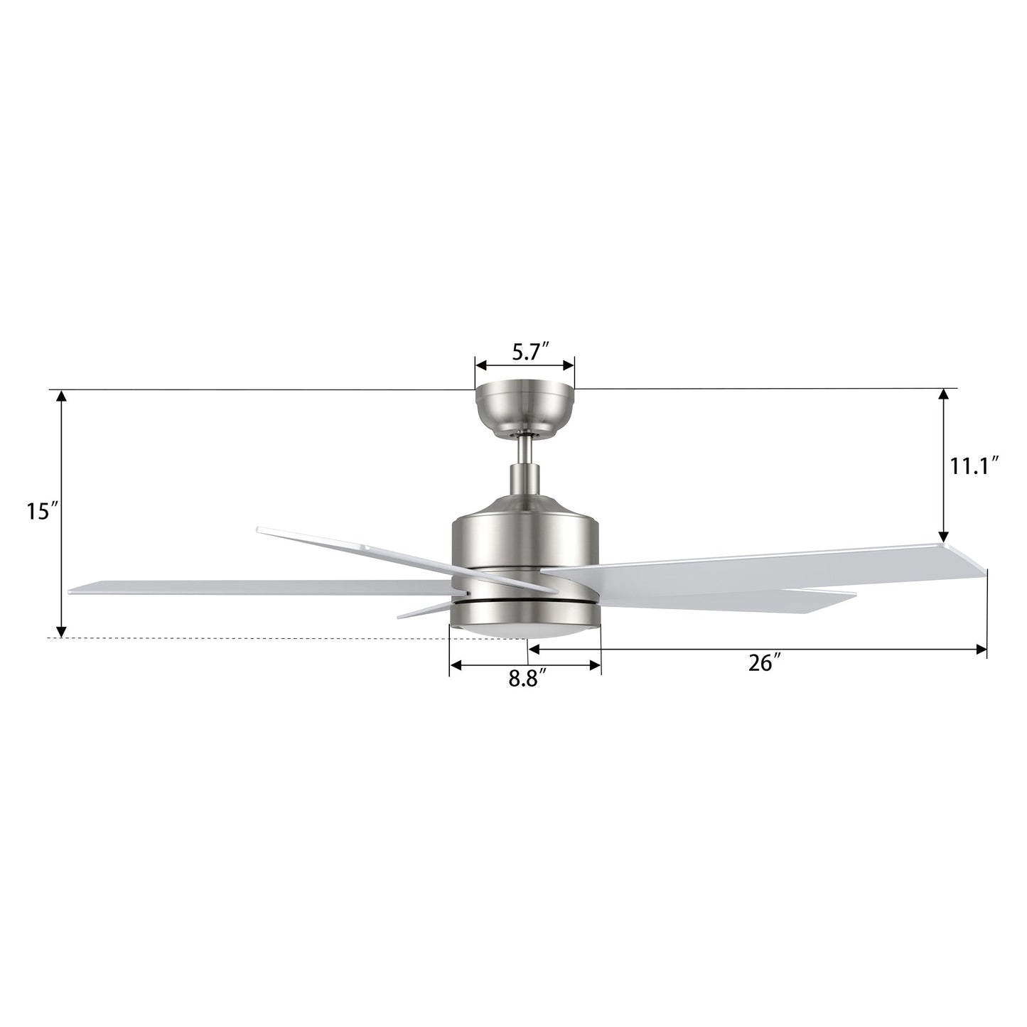 SANTANA 52 In 5 Blade Smart Ceiling Fan With Integrated LED Lights With Wall Control