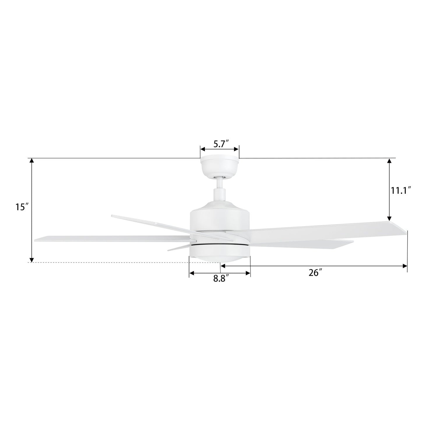 SANTANA 52 In 5 Blade Smart Ceiling Fan With Integrated LED Lights With Wall Control