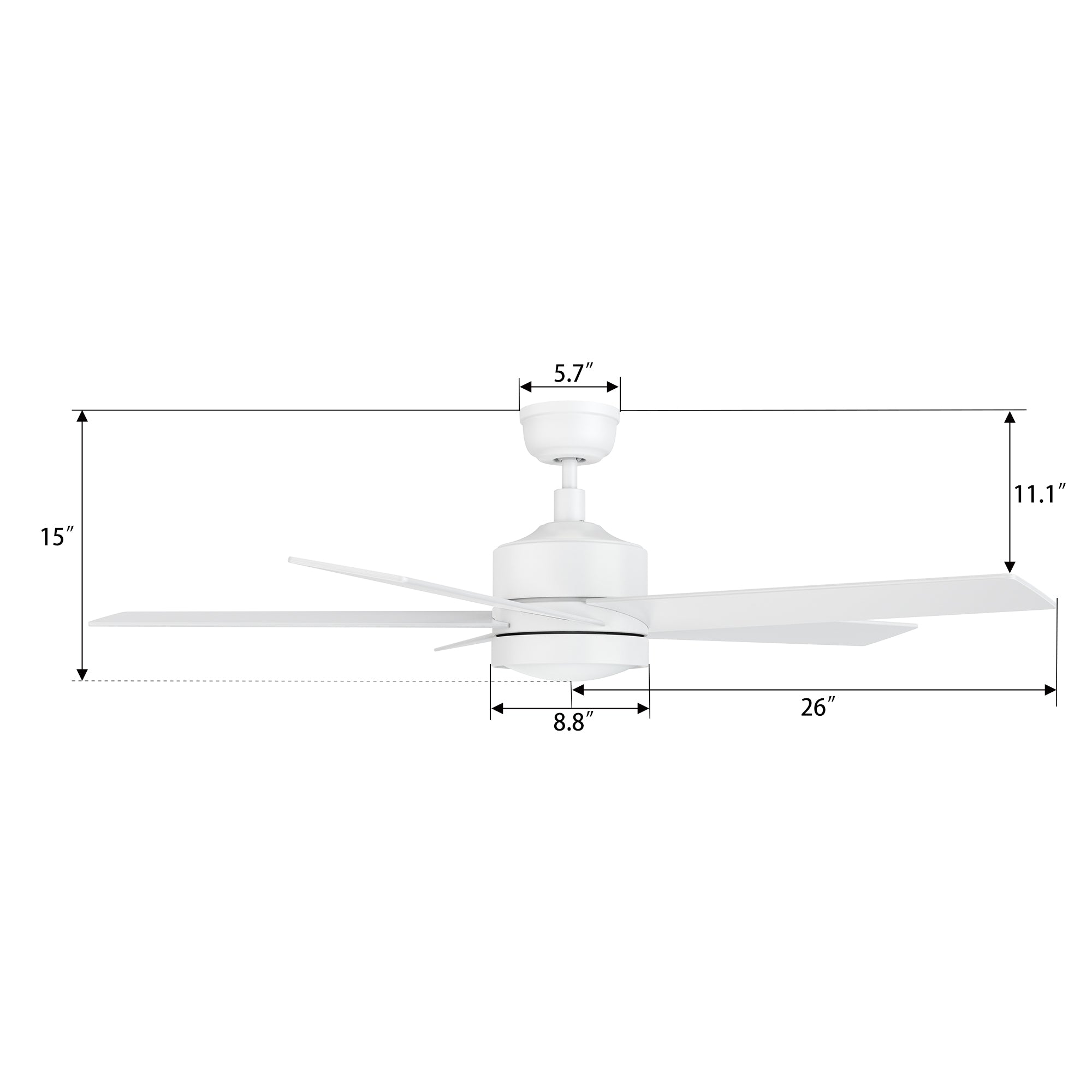 SANTANA 52 In 5 Blade Smart Ceiling Fan With Integrated LED Lights With Wall Control