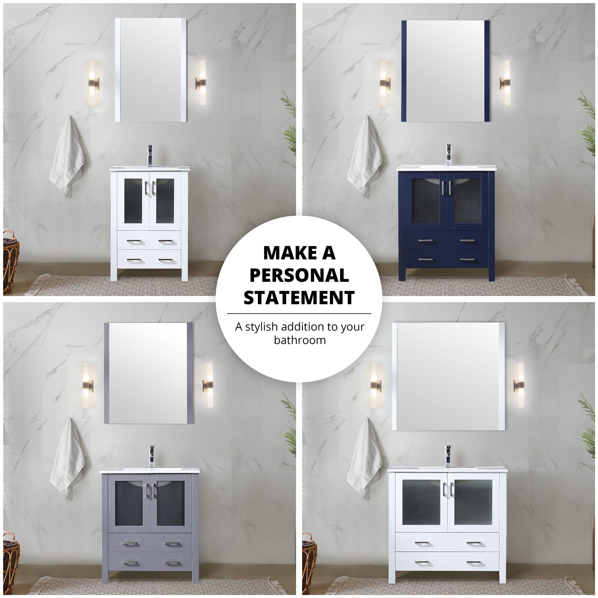 Volez 30 in. Freestanding Bathroom Vanity with Integrated Top, White integrated Square Sink
