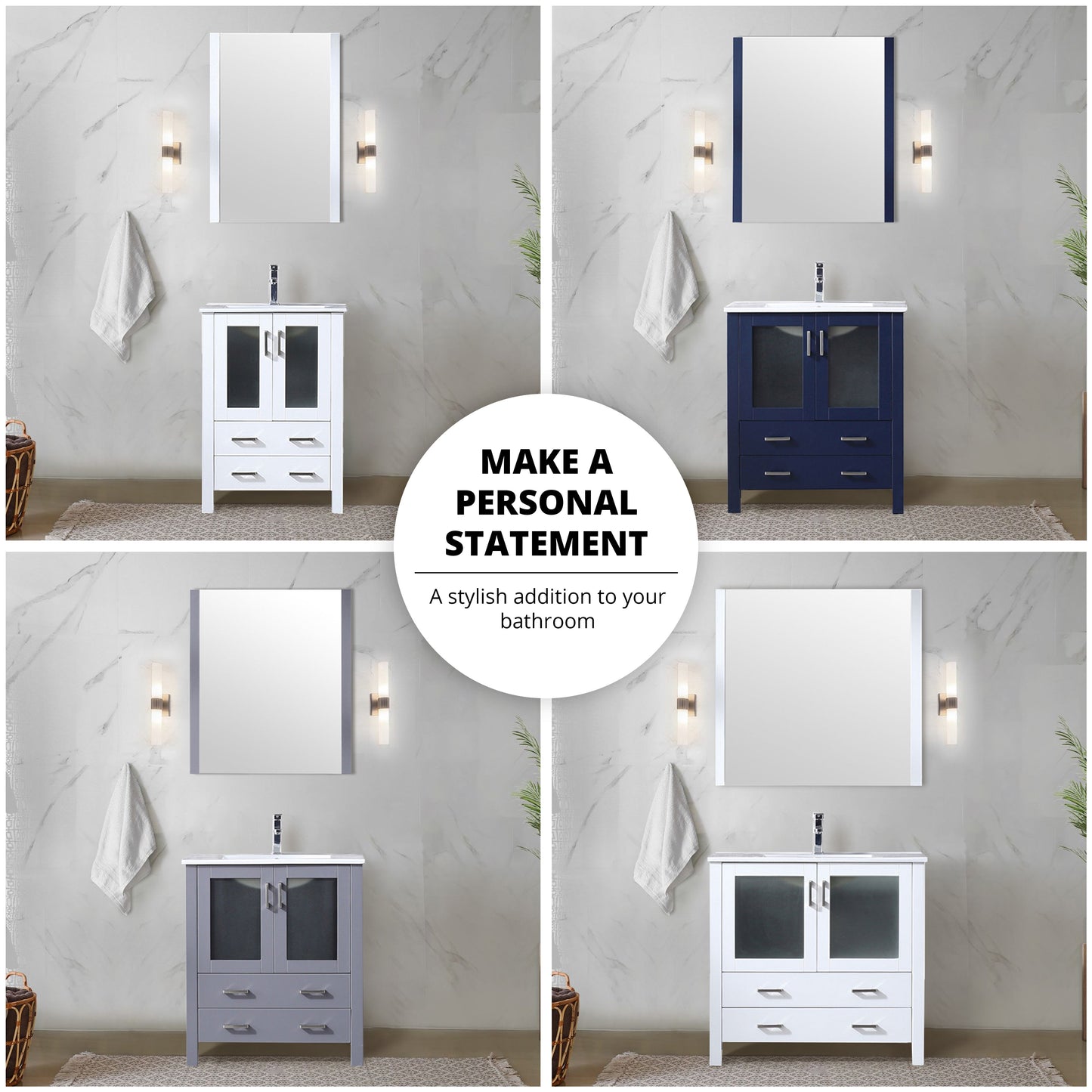 Volez 36 in. Freestanding Bathroom Vanity with Integrated Top, White integrated Square Sink