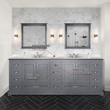 Dukes 84 in. Freestanding Bathroom Vanity with White Carrara Marble Top, White Square Sink
