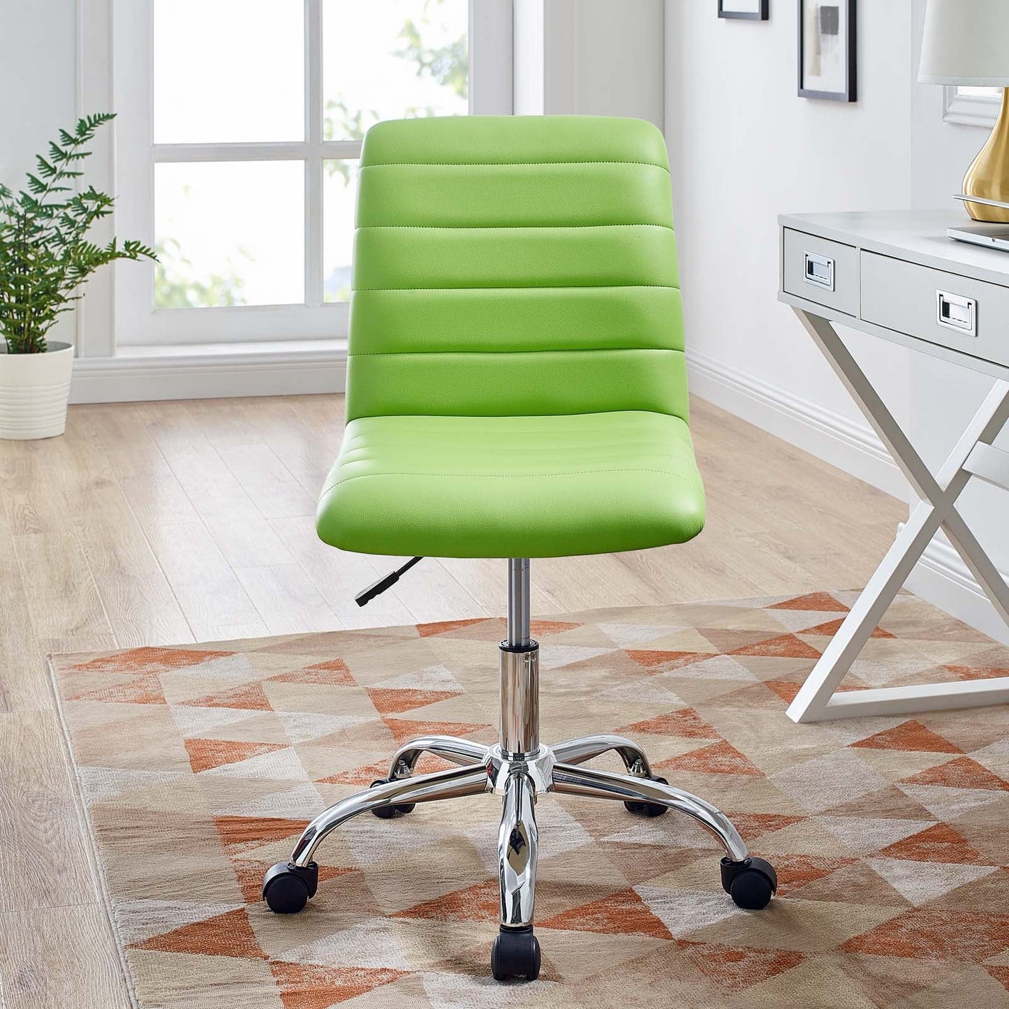 Modway Ripple Armless Mid Back Vinyl Swivel Computer Desk Office Chair - Computer Chair