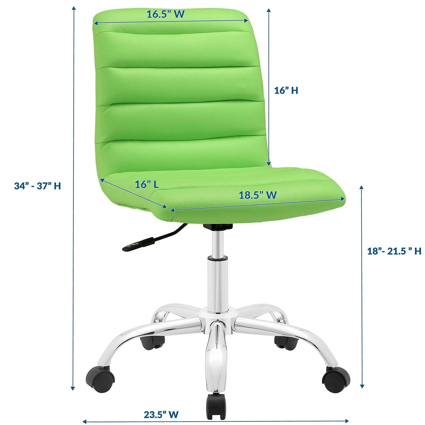 Modway Ripple Armless Mid Back Vinyl Swivel Computer Desk Office Chair - Computer Chair