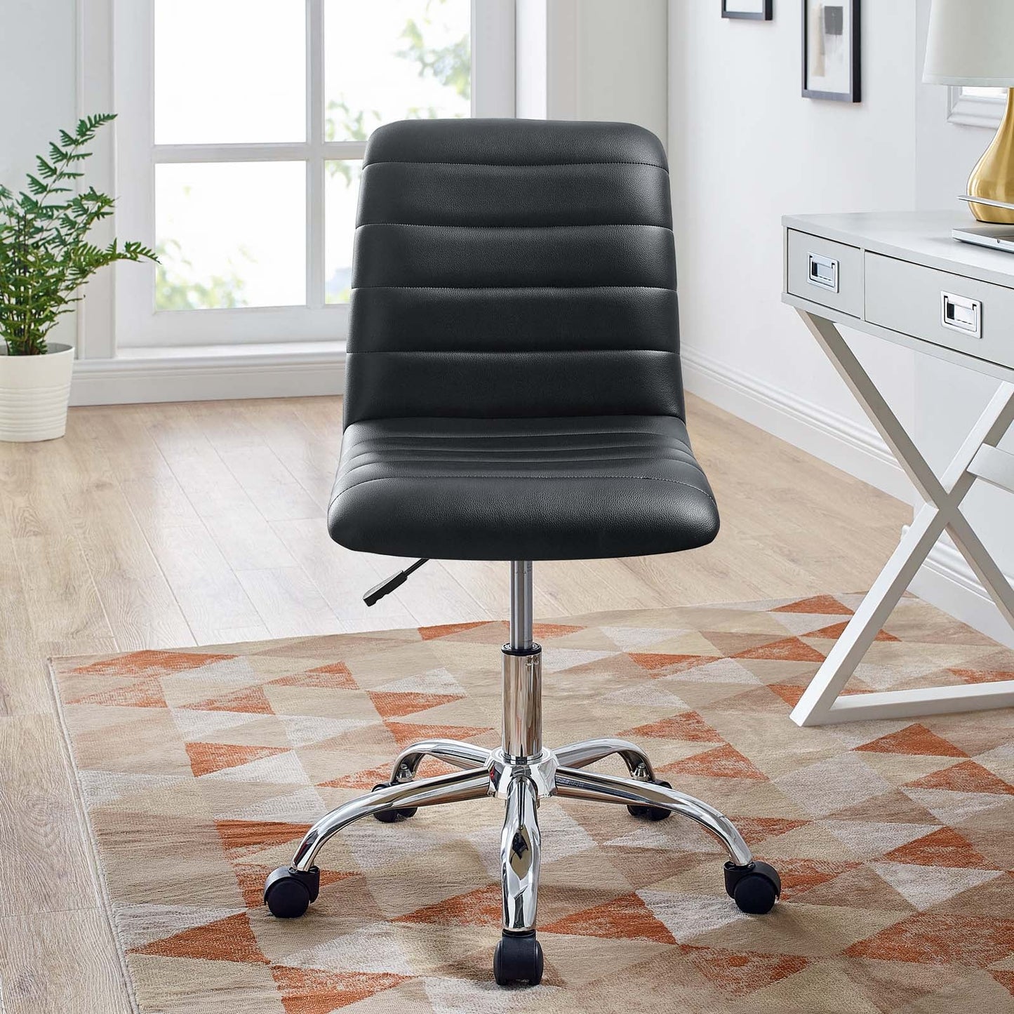 Modway Ripple Armless Mid Back Vinyl Swivel Computer Desk Office Chair - Computer Chair