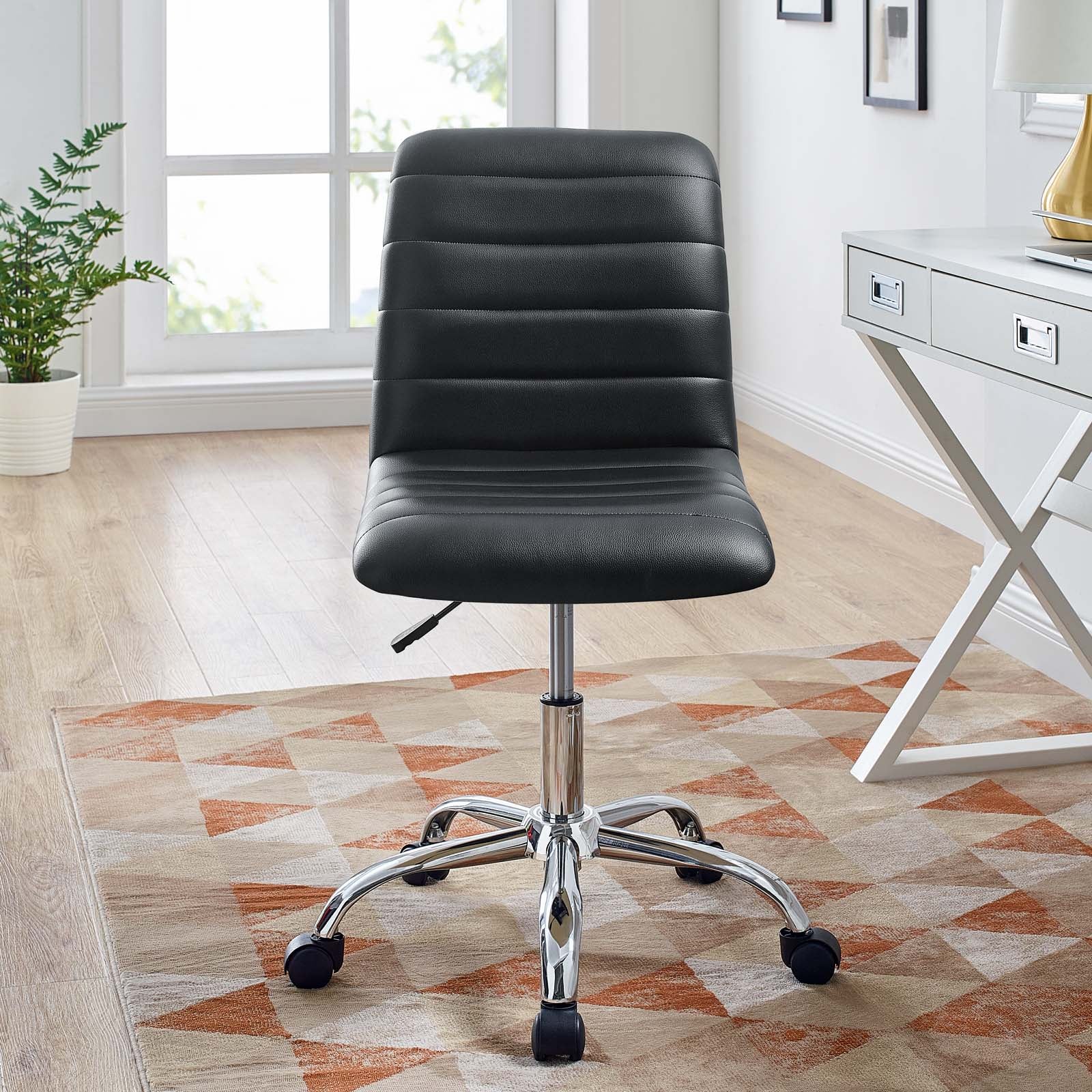 Modway Ripple Armless Mid Back Vinyl Swivel Computer Desk Office Chair - Computer Chair