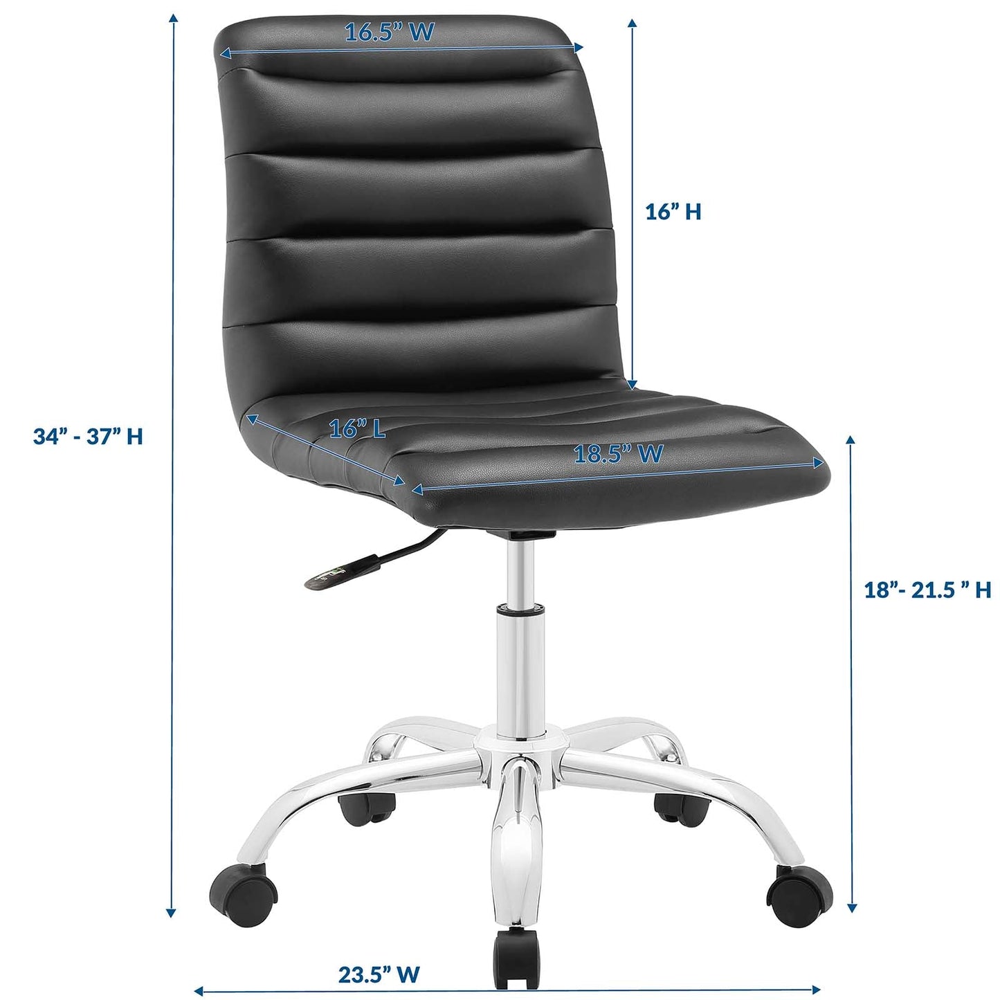 Modway Ripple Armless Mid Back Vinyl Swivel Computer Desk Office Chair - Computer Chair