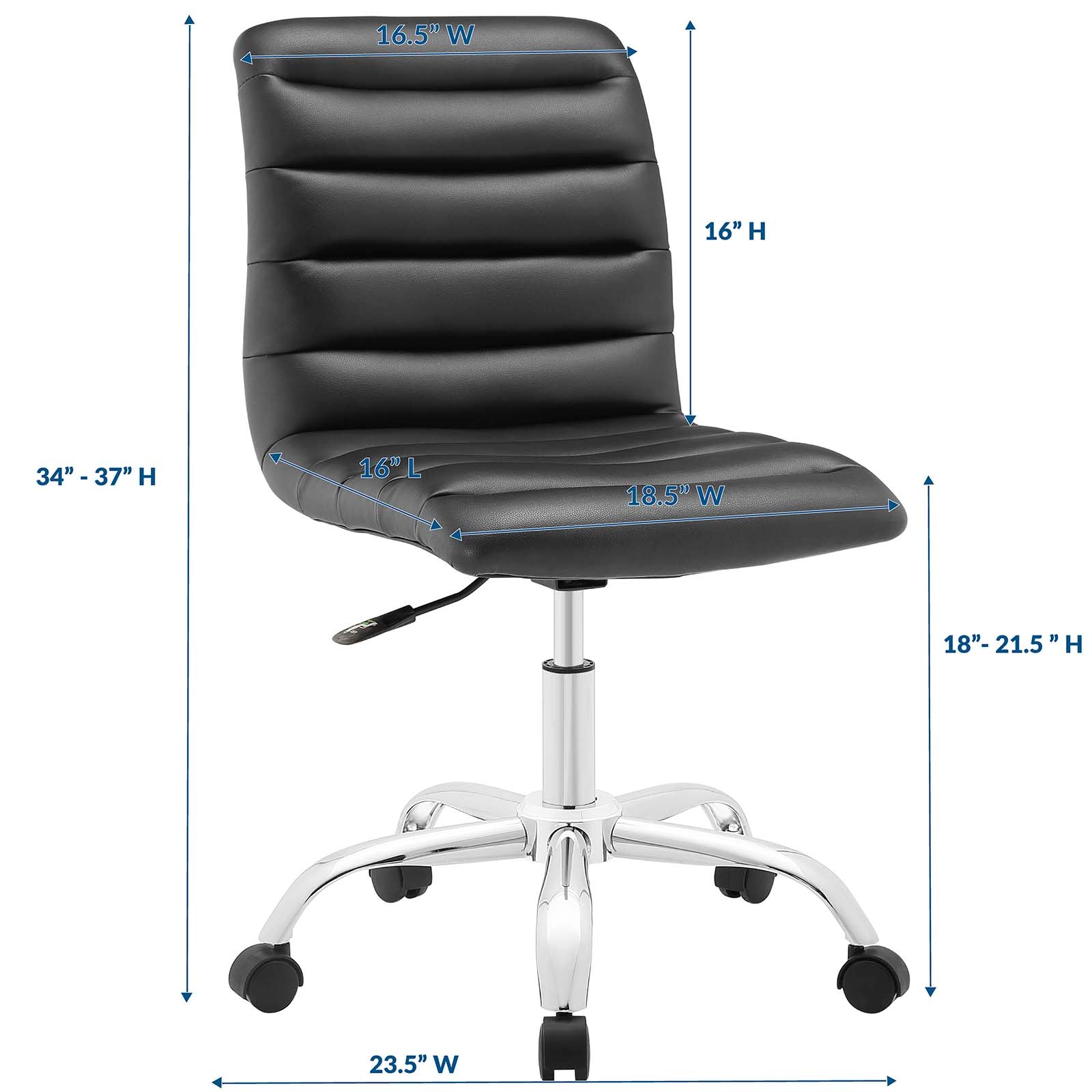 Modway Ripple Armless Mid Back Vinyl Swivel Computer Desk Office Chair - Computer Chair
