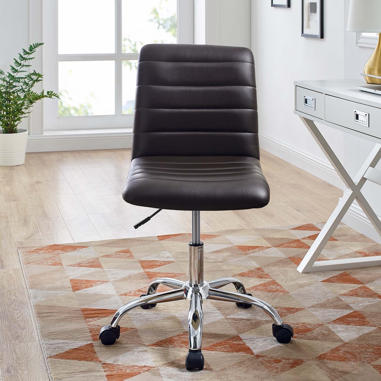 Modway Ripple Armless Mid Back Vinyl Swivel Computer Desk Office Chair - Computer Chair
