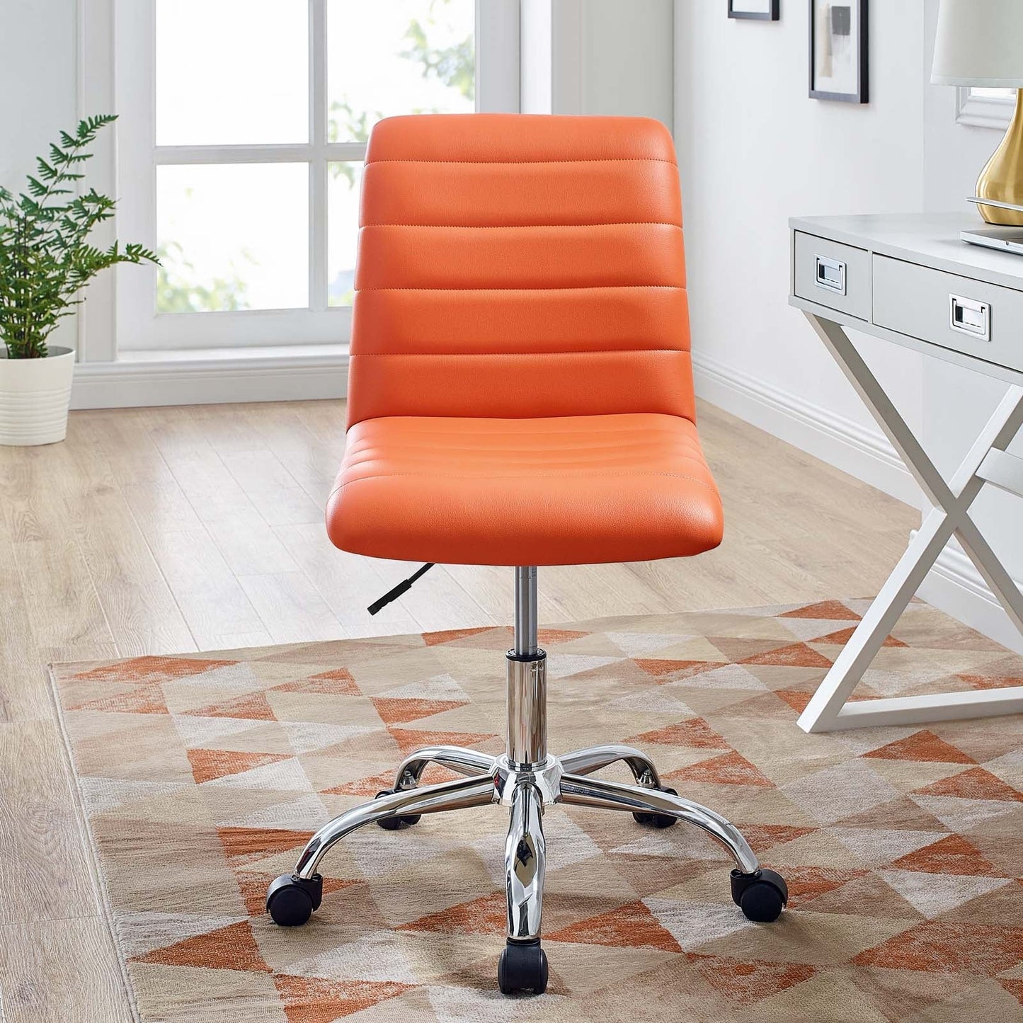 Modway Ripple Armless Mid Back Vinyl Swivel Computer Desk Office Chair - Computer Chair