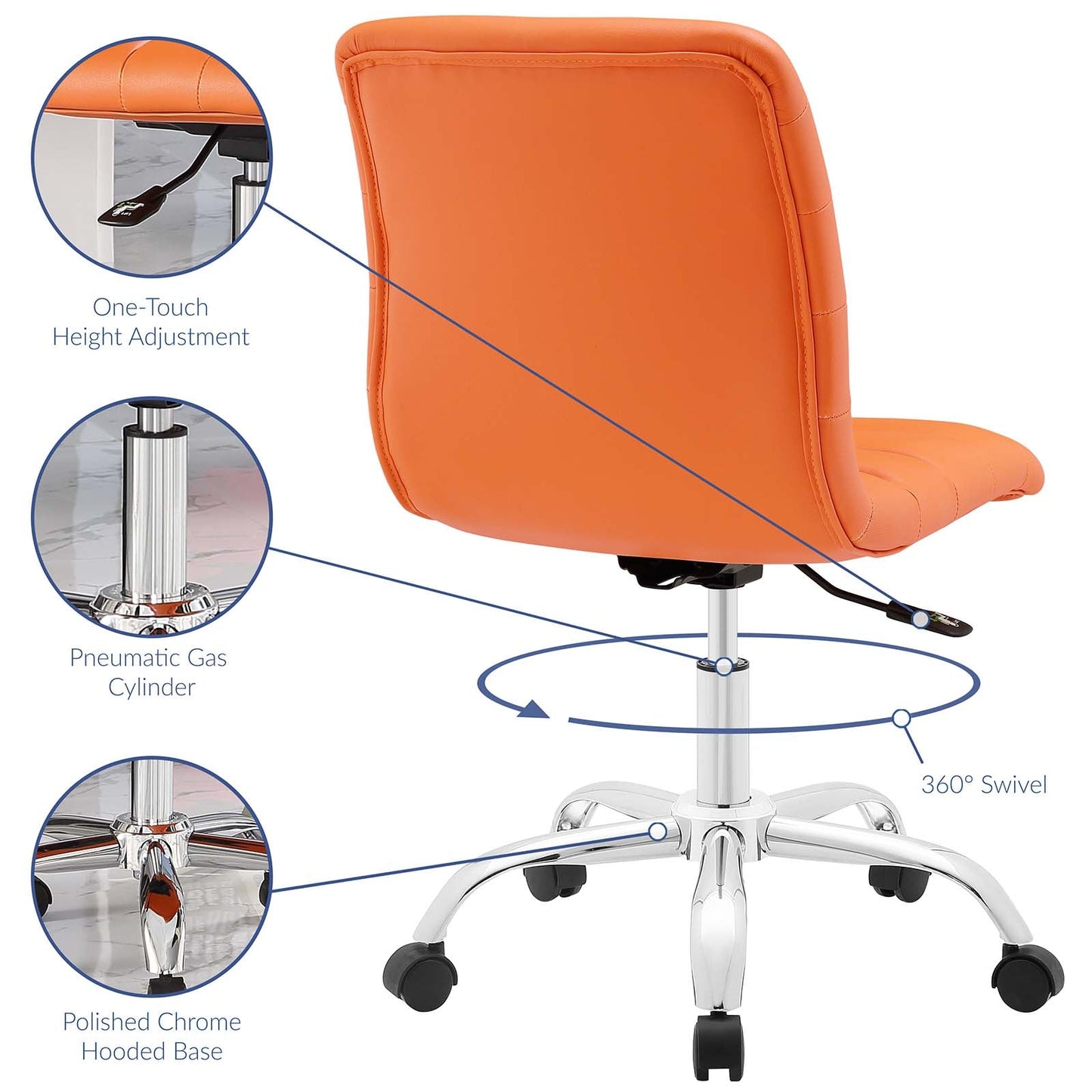 Modway Ripple Armless Mid Back Vinyl Swivel Computer Desk Office Chair - Computer Chair
