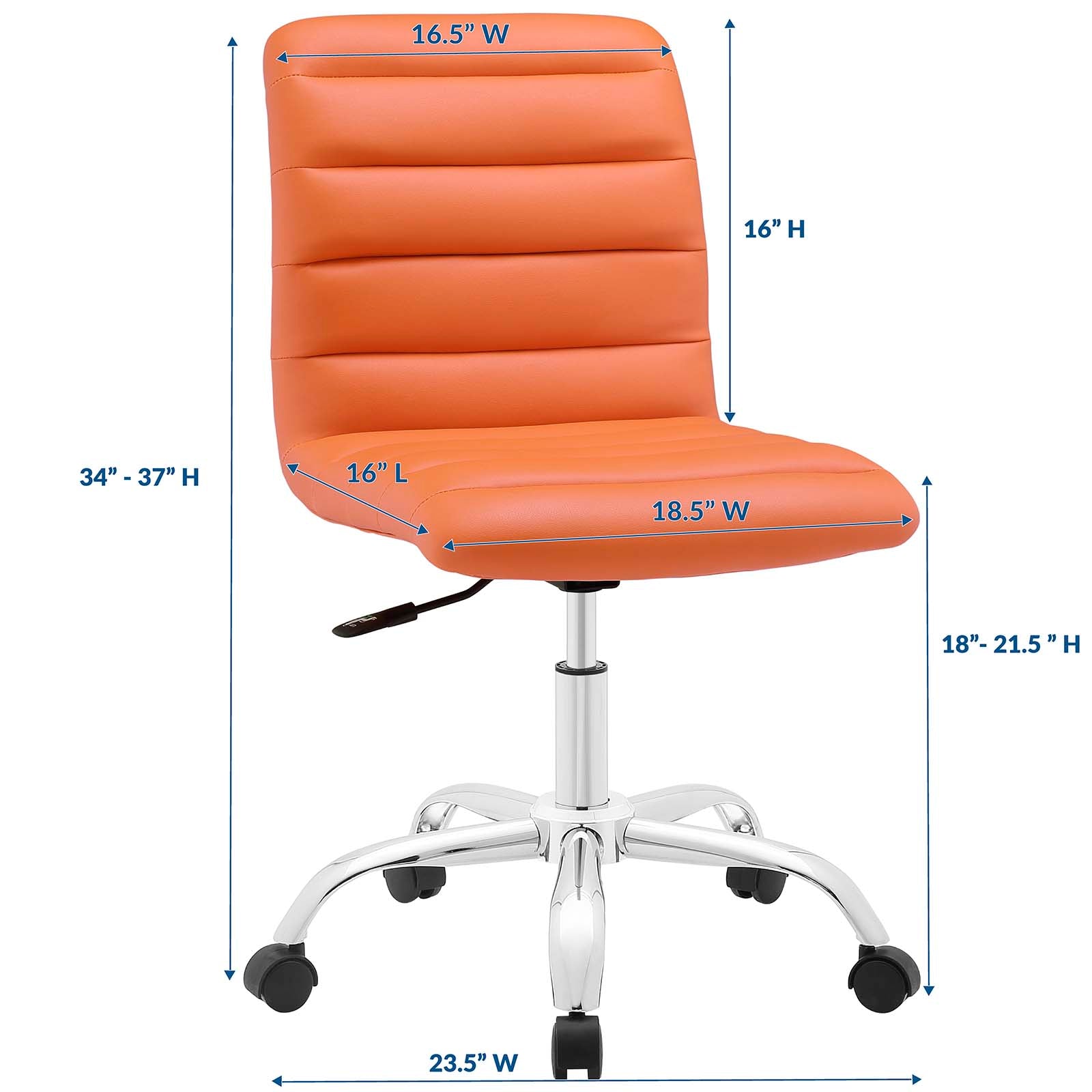 Modway Ripple Armless Mid Back Vinyl Swivel Computer Desk Office Chair - Computer Chair