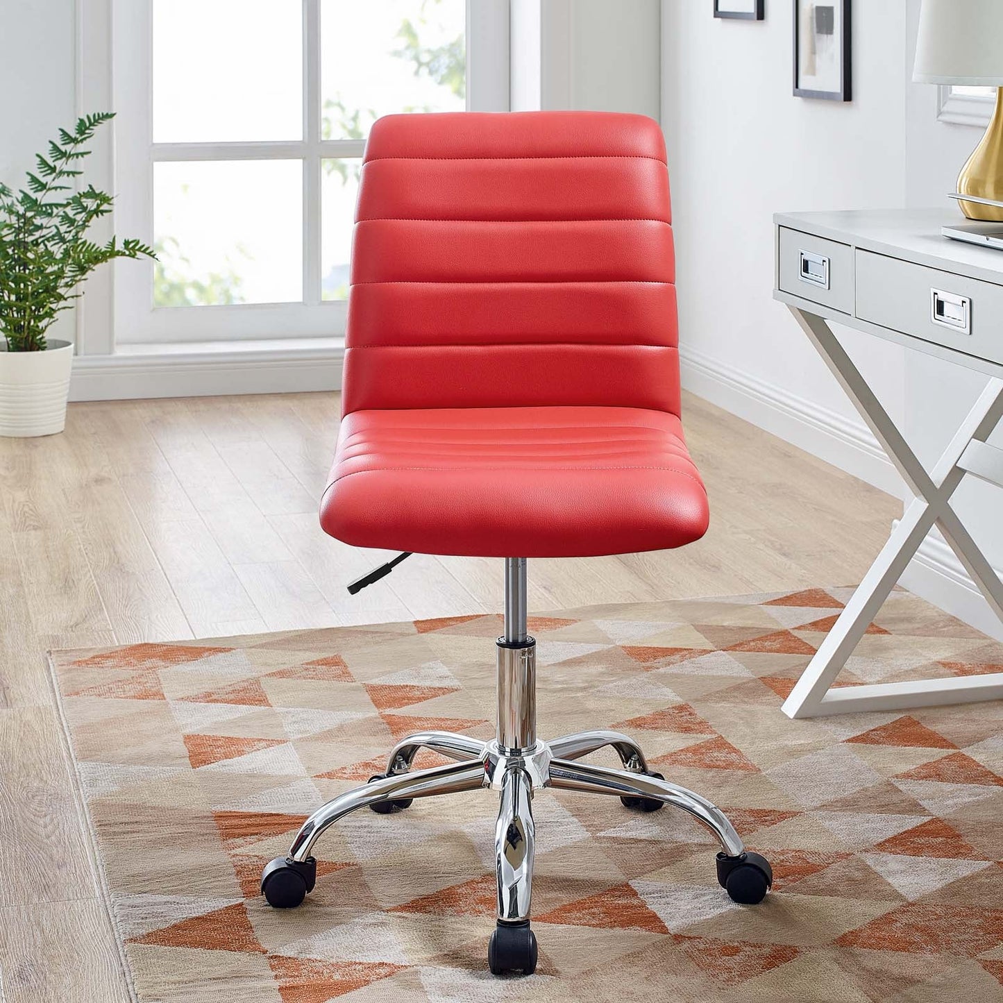 Modway Ripple Armless Mid Back Vinyl Swivel Computer Desk Office Chair - Computer Chair