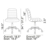 Modway Ripple Armless Mid Back Vinyl Swivel Computer Desk Office Chair - Computer Chair