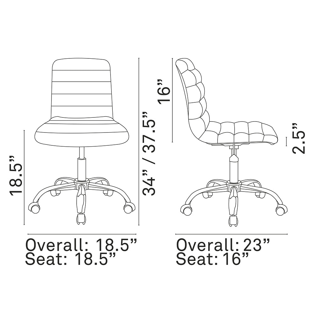 Modway Ripple Armless Mid Back Vinyl Swivel Computer Desk Office Chair - Computer Chair