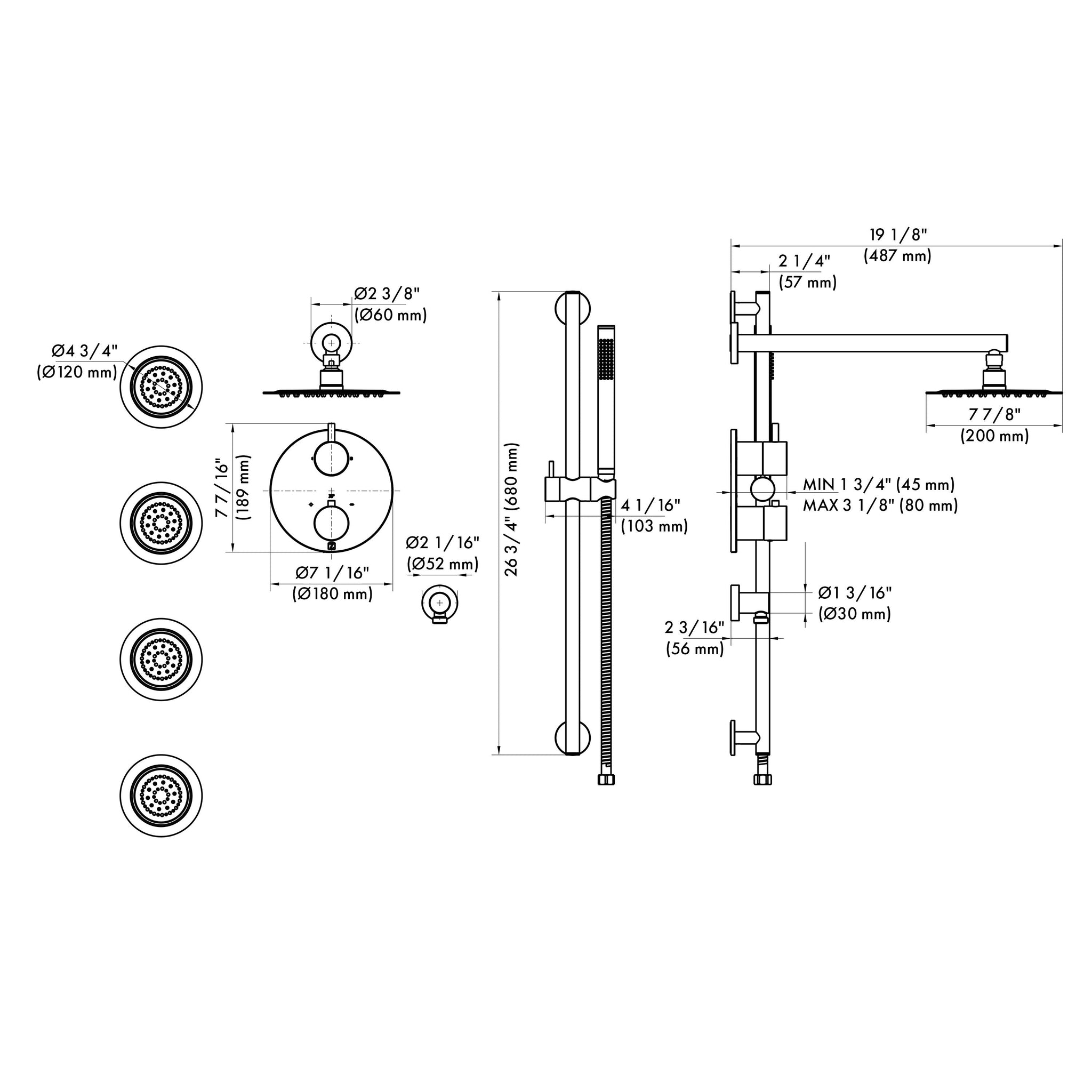 ZLINE Emerald Bay Thermostatic Shower System with Body Jets in Chrome (EMBY-SHS-T3-CH)